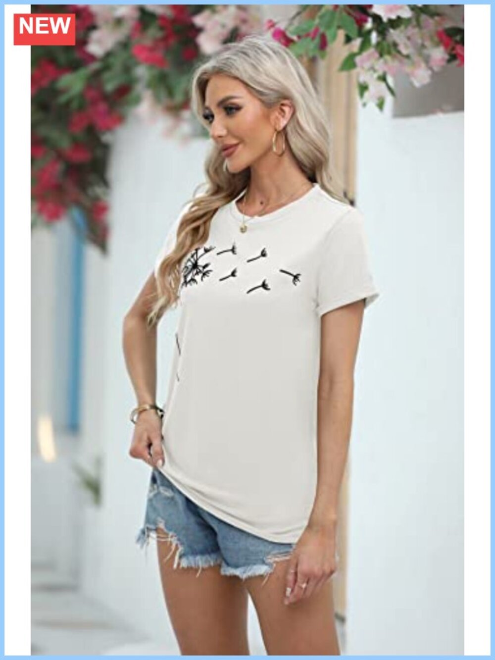 Womens Dandelion Graphic Tee Short Sleeve Summer T-Shirt Casual Top - Picture 2 of 5